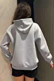 Kadın Kuş Nakışlı Kapüşonlu Şardonlu Sweatshirt