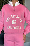 Yarım Fermuarlı Şardonlu Kadın Sweatshirt