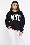 Bisiklet Yaka Üç İplik Şardonlu Kadın Sweatshirt