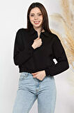 Polo Yaka Yarım Fermuarlı Üç İplik Şardonlu Sweatshirt