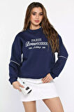 Kadın Üç İplik Şardonlu Nakışlı Sweatshirt
