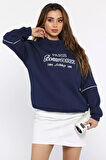 Kadın Üç İplik Şardonlu Nakışlı Sweatshirt