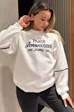 Kadın Üç İplik Şardonlu Nakışlı Sweatshirt