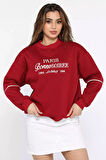 Kadın Üç İplik Şardonlu Nakışlı Sweatshirt