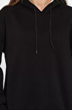 Kadın Kapüşonlu Üç İplik Şardonlu Oversize Sweatshirt