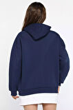 Kadın Kapüşonlu Üç İplik Şardonlu Oversize Sweatshirt