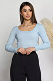 Kadın Kare Yaka Kaşkorse Crop Body Bluz