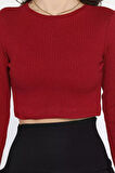 Kadın Bisiklet Yaka Kolu Pencereli Kaşkorse Crop Top Bluz