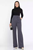 Kadın Yüksek Bel Cırtlı Bol Paça Palazzo Pantolon