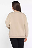 Kadın Bisiklet Yaka Üç İplik Şardonlu Sweatshirt