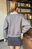 Kadın Üç İplik Şardonlu Gömlek Garnili Sweatshirt