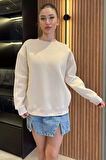 Kadın Üç İplik Şardonlu Bisiklet Yaka Sweatshirt