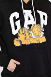 Kadın Kapüşonlu Baskılı Şardonlu Sweatshirt