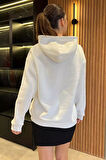 Kadın Kapüşonlu Baskılı Şardonlu Sweatshirt