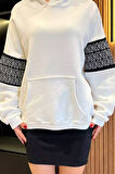 Kadın Kapüşonlu Kol Detaylı Şardonlu Sweatshirt