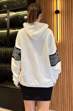 Kadın Kapüşonlu Kol Detaylı Şardonlu Sweatshirt