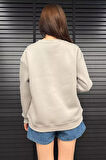 Kadın Bisiklet Yaka Aplikeli Sweatshirt (aplike Ayılar Farklı Gelebilir)