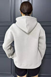 Yarım Fermuarlı Üç İplik Şardonlu Kadın Sweatshirt