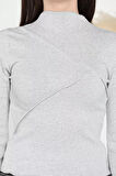 Dik Yaka Fitilli Kadın Crop Top Bluz