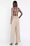 Kadın Yüksek Bel Kemer Detaylı Pileli Pantolon