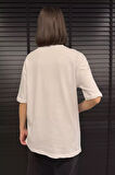 Kadın Bisiklet Yaka Oversize Basic Tişört