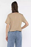Bisiklet Yaka Çizgili Kadın Tişört