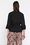 Bel Bağcıklı Uzun Kol Kadın Gömlek