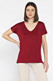 V Yaka Kadın Tişört
