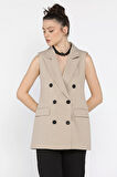 Kadın Kruvaze Yaka Astarlı Yelek
