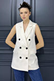 Kadın Kruvaze Yaka Astarlı Yelek