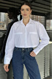 Kadın Basic Crop Top Gömlek