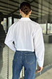 Kadın Basic Crop Top Gömlek