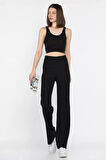 Kadın Sıfır Kol Crop Top Bluz Pantolon İkili Takım