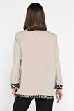 Kadın Astarlı Leopar Detaylı Oversize Blazer Ceket