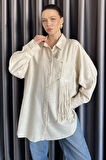 Kadın Nakışlı Oversize Gömlek