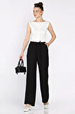 Kadın Yüksek Bel Cep Taşlı Palazzo Pantolon