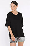 Kadın V Yaka Basic Tişört