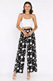 Kadın Çiçek Desenli Viskon Yürüyüş Pantolonu