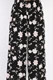 Kadın Çiçek Desenli Viskon Yürüyüş Pantolonu