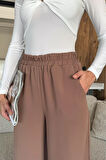 Kadın Bol Paça Bel Lastikli Kumaş Pantolon