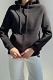 Kadın Kapüşonlu Şardonlu Basic Sweatshirt