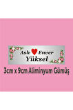 Kişiye Özel Kapı Isimliği Aliminyum Parlak Levha 3cm x 9cm ölçüsünde