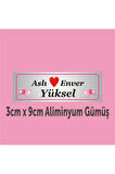 Kişiye Özel Kapı Isimliği Aliminyum Parlak Levha 3cm x 9cm ölçüsünde