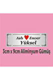 Kişiye Özel Kapı Isimliği Aliminyum Parlak Levha 3cm x 9cm ölçüsünde