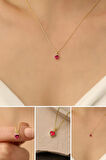 925 Ayar Gümüş Kırmızı Kalp Detaylı Kalp Kolye