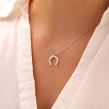 925 Ayar Gümüş Taşlı Nal Kolye(Gümüş)