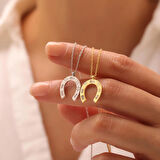 925 Ayar Gümüş Taşlı Nal Kolye(Gümüş)