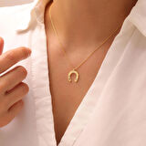 925 Ayar Gümüş Taşlı Nal Kolye(Gümüş)