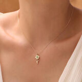 925 Ayar Gümüş Müge Çiçeği Kolyesi Mayıs  Ayı Doğum Taşı 