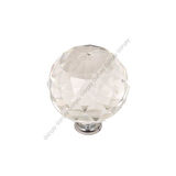 Küre Kristal Taşlı Kulp Küre 30Mm Şeffaf Krom (2 Adet) 